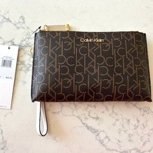 Calvin Klein Monogram Top Zip Wristlet